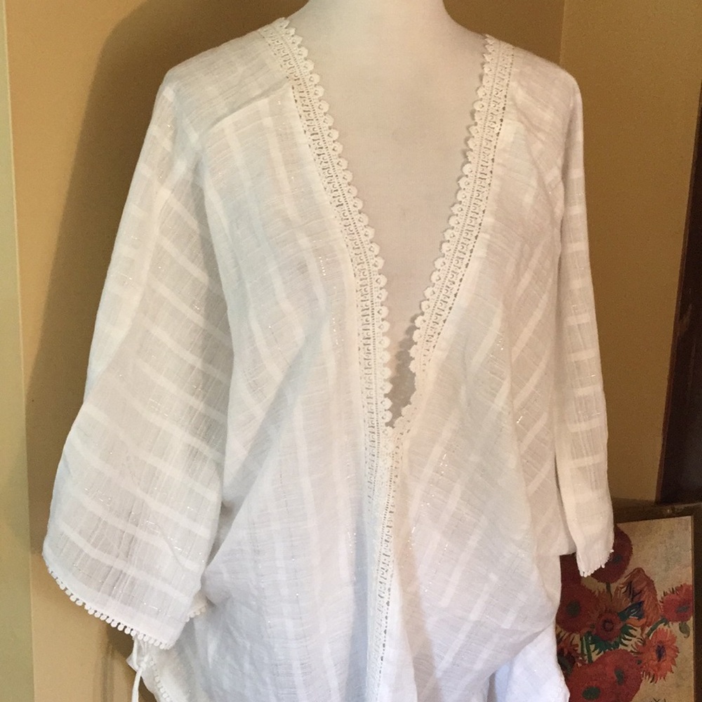 Anthropologie MUCHE MUCHETTE Embroidered Swim Coverup Ethereal Fringe $179 NEW - Picture 2 of 8